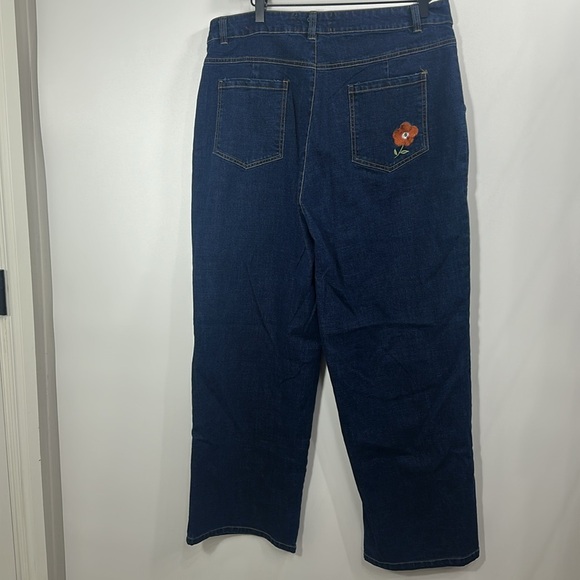 ModCloth X Princess Highway floral embroidered pockets wide leg jeans 16. NWT. - Picture 9 of 12